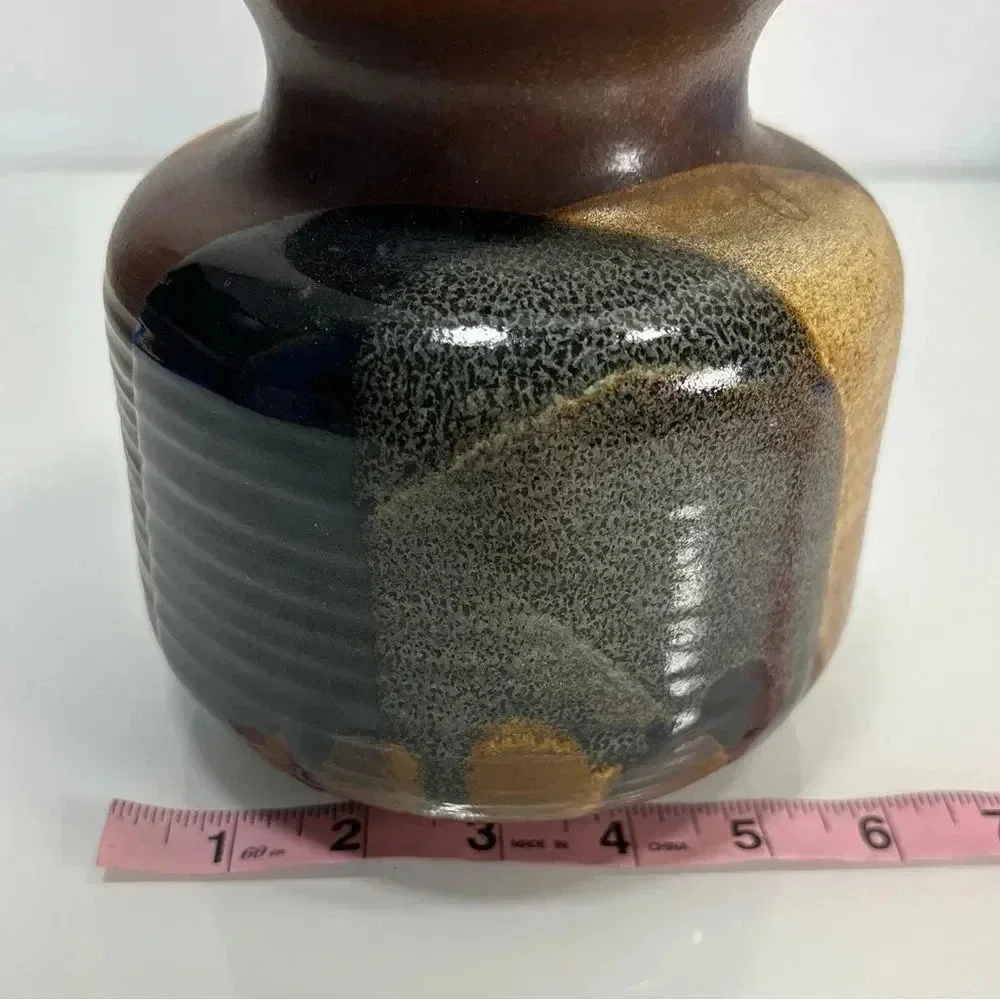 Pottery Craft USA Vintage Stoneware Earth Sand Tones Handmade Vase